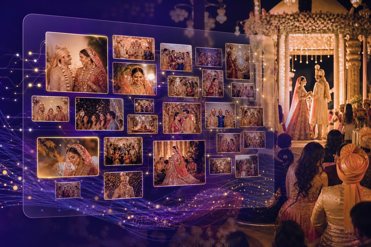 AI-powered event gallery organizing wedding photographs