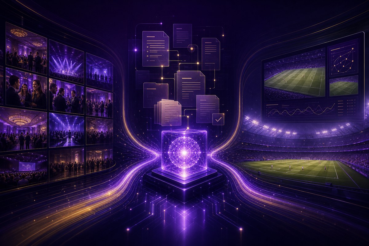 AI product ecosystem connecting events, finance automation and sports technology